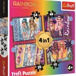 Puzzle 4in1 Modern Dolls Rainbow High