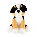 Pluche zittende hond 38 cm zwart‑bruin‑wit