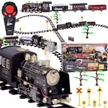 Large Retro Train Set with Locomotive Remote Control with Light and Steam