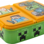 Kinderlunchbox MINECRAFT met 3 vakken, oranje‑groen