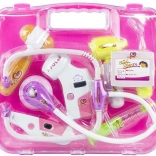Set medico per bambini in valigetta con stetoscopio rosa