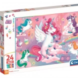 Maxi Puzzle 24 Pieces - Cheerful Unicorns CLEMENTONI