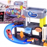 Two-story car wash with running water, elevator, and effects