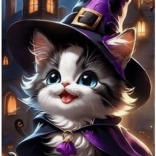 Diamantmozaïek - Kitten Halloween