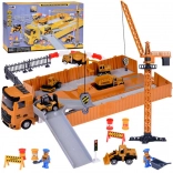 Interactive construction set: tractor unit with fold-out trailer, crane and forklift