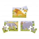 Houten puzzels 3-in-1 Safari dieren BIGJIGS TOYS