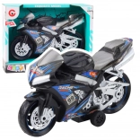 Racing Motorcycle Toy Black and Blue with Lighting and Sounds