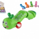 Wind-up plastic inchworm on wheels 13 cm – pull-along toy for kids in 6 colors
