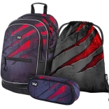 Baagl school set Core Lava – backpack, pencil case and gym sack