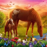 500-Piece Puzzle Horses in the Meadow