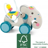 small foot éléphant en bois sur roulettes jungle