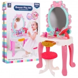 Interactive vanity table for girls 3+ Stool + hair dryer + accessories