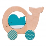 houten duwspeelgoed walvis met jong PETIT COLLAGE