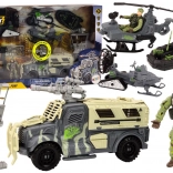 Military set with combat vehicle and helicopter