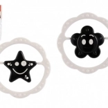 plastic rattle and teether ring 12 cm, black and white, from 0 months