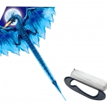 Grote blauwe draak met lange staart 170 cm x 130 cm