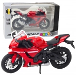 Sporty Metal Motorcycle Red with Lighting and Sounds R1 1:12