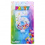 Zabavna svečka številka 5 s pikami