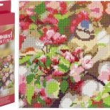 diamentowe malowanie sikora na gałęzi 30 × 30 cm