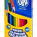 ASTRA triangular colored pencils with sharpener, 12 pcs
