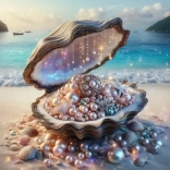 Diamantové malování škeble s pokladem 30x40 cm