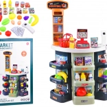 Kids' supermarket with cash register and accessories, 44 pieces