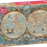 CHERRY PAZZI Puzzle – World Map of Great Discoveries, 2000 Pieces