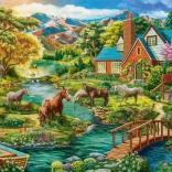 2000-piece puzzle – country cottage with horses