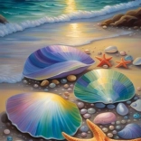 Diamantové malování Škeble a Hvězdice 30x40cm