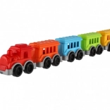 Kunststof treintje met 4 wagonnetjes in netje