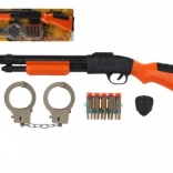 Rendőr játék készlet puskával, golyókkal és bilincsekkel