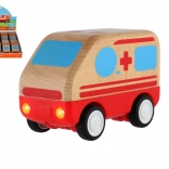 Wooden ambulance with inertia drive 11cm for children 18m+