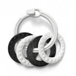 Rings with 4 shapes, black-and-white, plastic, from birth