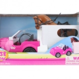 Auto voor poppen met aanhanger en paard
