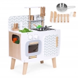 Wooden retro children's play kitchen with oven, burners and sink ECOTOYS