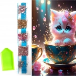 Diamond Painting on Canvas – Kitten in a Teacup 23 × 30 cm
