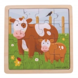 Bigjigs Toys houten puzzel koe met kalfje – 16 stukjes