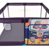 soft baby playpen sporty owl, rectangular, with mesh walls and zipper