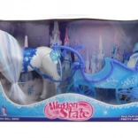 Cavallo con carrozza blu