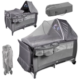 Travel baby cot with two levels and changing table, up to 15 kg