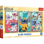 Puzzle Lilo & Stitch: Three Puzzles in One - Stitch 3x80 Pieces