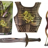 Children's Samurai Costume with Golden Armor, Bow, and Sword