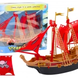 Pirate ship with lights and sounds on wheels – black