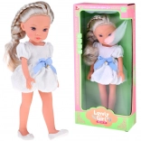 Lovely Girl fashion doll in a white dress with a blue bow 33 cm