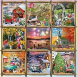 Square Puzzle Collage Spring, Summer, Autumn, Winter 1000 Pieces