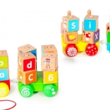 Wooden train with educational alphabet blocks by Ecotoys