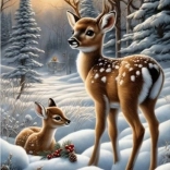Diamond Painting Fawns in a Snowy Forest 30 × 40 cm