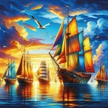 Colorful Sailboats Harbor Puzzle 500 Pieces