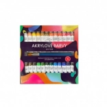 Acrylic paints 24×12 ml with brushes, for ceramics, glass, wood and paper