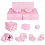 Large folding modular DIY sofa for kids, 8 soft cushions - pink ECOTOYS